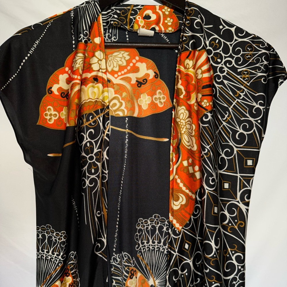 Beautiful Vintage Oriental Top - Orange Butterflies - M